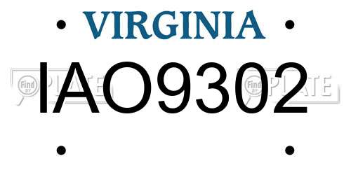IAO9302 Virginia License Plate