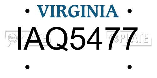 IAQ5477 Virginia License Plate