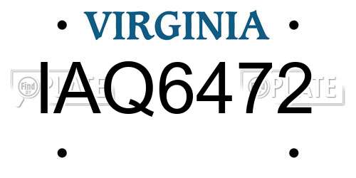 IAQ6472 Virginia License Plate