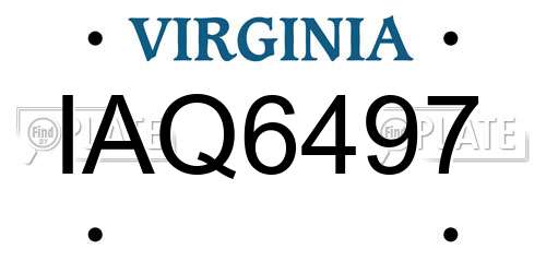IAQ6497 Virginia License Plate