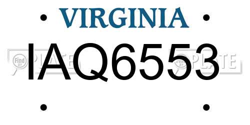 IAQ6553 Virginia License Plate