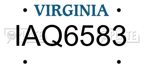 IAQ6583 Virginia License Plate