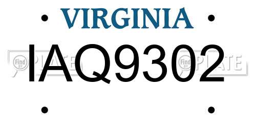 IAQ9302 Virginia License Plate