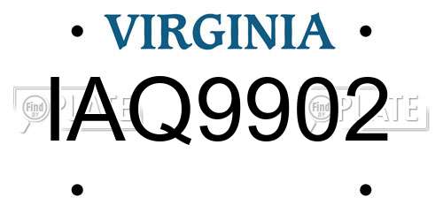 IAQ9902 Virginia License Plate