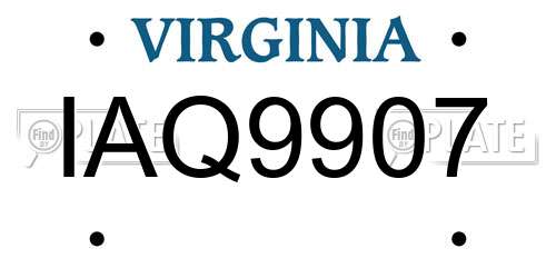 IAQ9907 Virginia License Plate