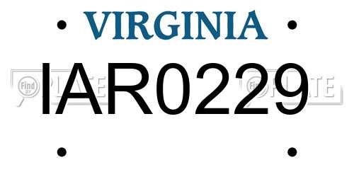 IAR0229 Virginia License Plate