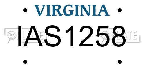 IAS1258 Virginia License Plate
