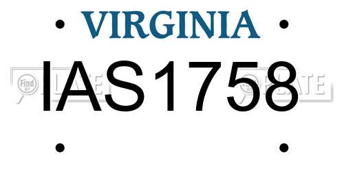 IAS1758 Virginia License Plate
