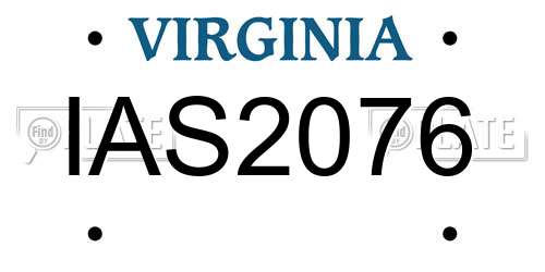 IAS2076 Virginia License Plate
