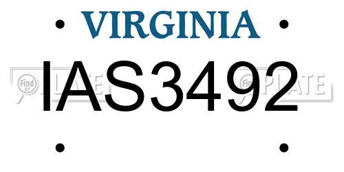 IAS3492 Virginia License Plate