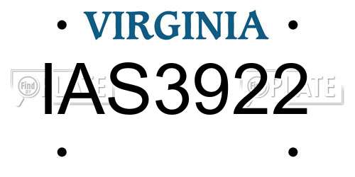 IAS3922 Virginia License Plate