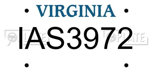IAS3972 Virginia License Plate