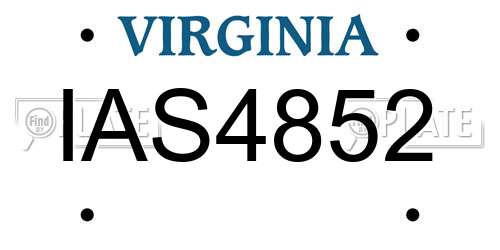 IAS4852 Virginia License Plate