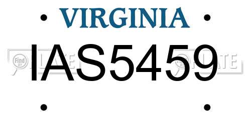 IAS5459 Virginia License Plate
