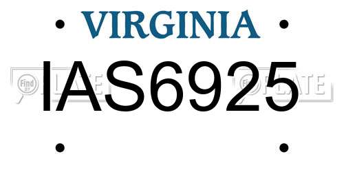 IAS6925 Virginia License Plate