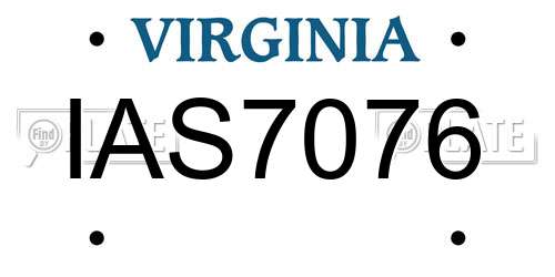 IAS7076 Virginia License Plate