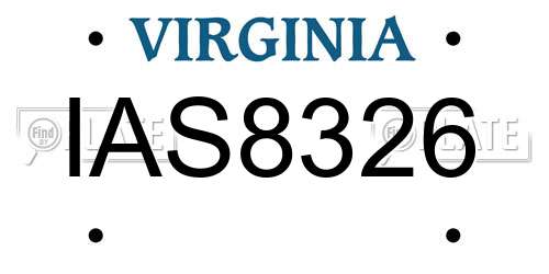 IAS8326 Virginia License Plate