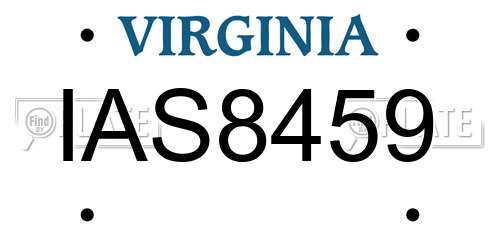 IAS8459 Virginia License Plate