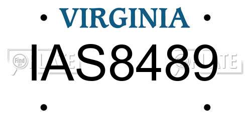 IAS8489 Virginia License Plate