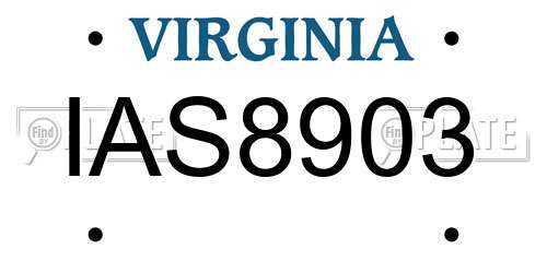 IAS8903 Virginia License Plate