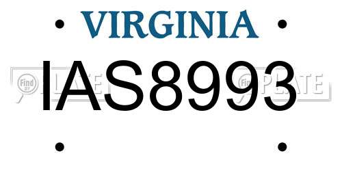 IAS8993 Virginia License Plate