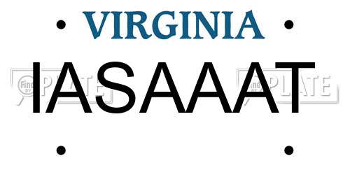IASAAAT Virginia License Plate