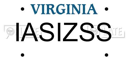 IASIZSS Virginia License Plate