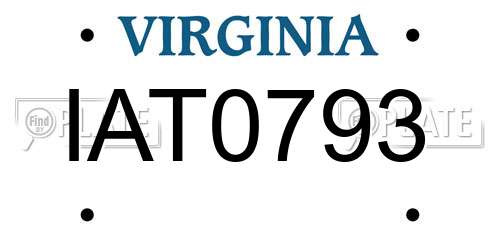 IAT0793 Virginia License Plate
