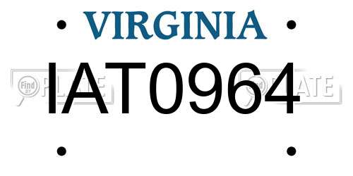 IAT0964 Virginia License Plate