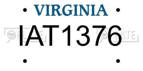 IAT1376 Virginia License Plate