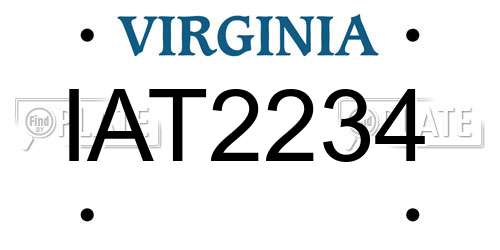 IAT2234 Virginia License Plate
