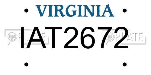 IAT2672 Virginia License Plate