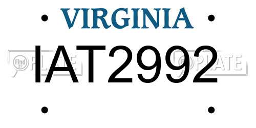 IAT2992 Virginia License Plate