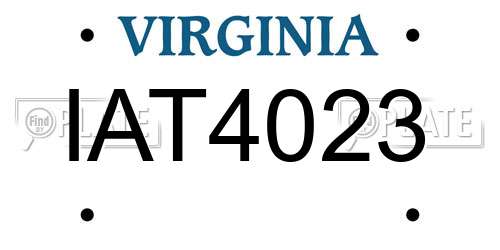 IAT4023 Virginia License Plate
