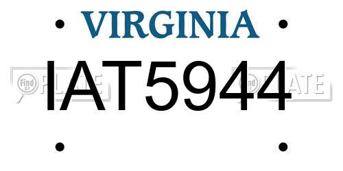 IAT5944 Virginia License Plate