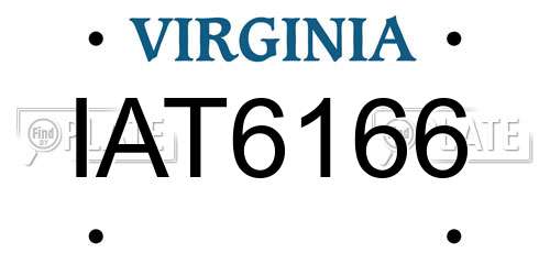 IAT6166 Virginia License Plate