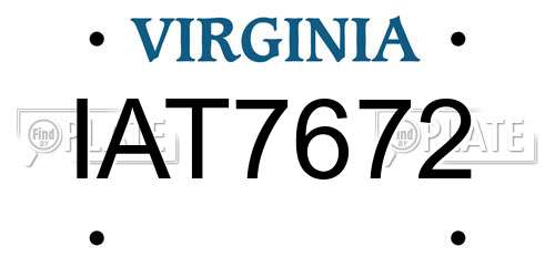 IAT7672 Virginia License Plate