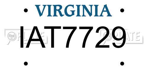 IAT7729 Virginia License Plate