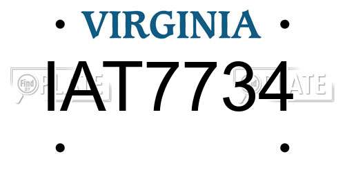 IAT7734 Virginia License Plate