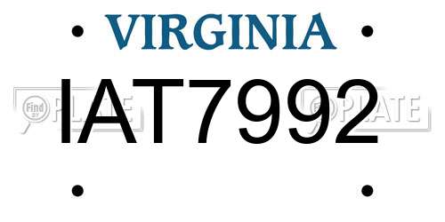 IAT7992 Virginia License Plate