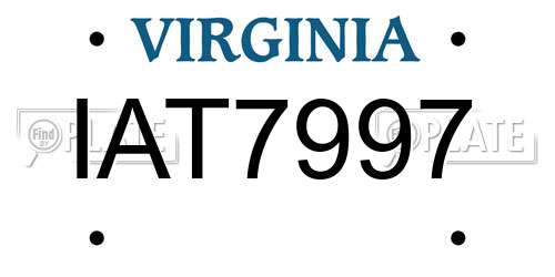 IAT7997 Virginia License Plate