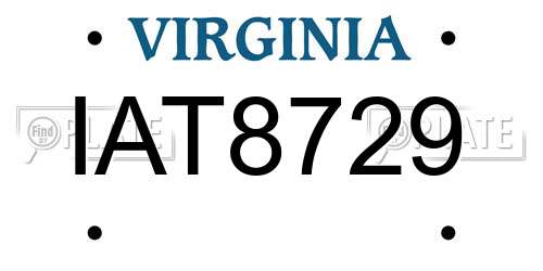 IAT8729 Virginia License Plate