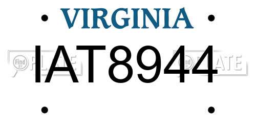 IAT8944 Virginia License Plate