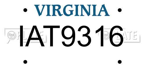 IAT9316 Virginia License Plate