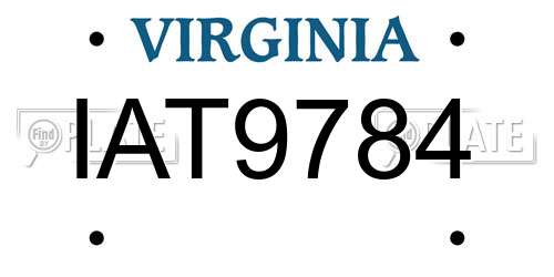 IAT9784 Virginia License Plate