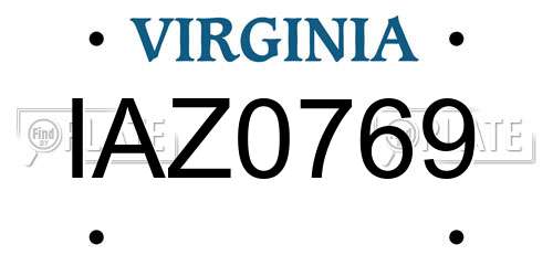 IAZ0769 Virginia License Plate