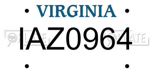 IAZ0964 Virginia License Plate