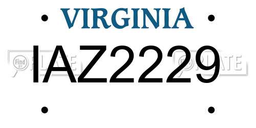IAZ2229 Virginia License Plate