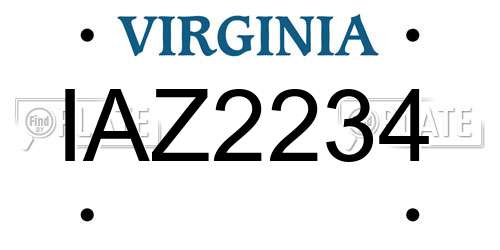 IAZ2234 Virginia License Plate