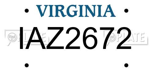 IAZ2672 Virginia License Plate
